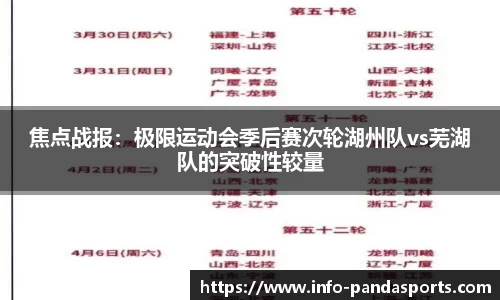 焦点战报：极限运动会季后赛次轮湖州队vs芜湖队的突破性较量